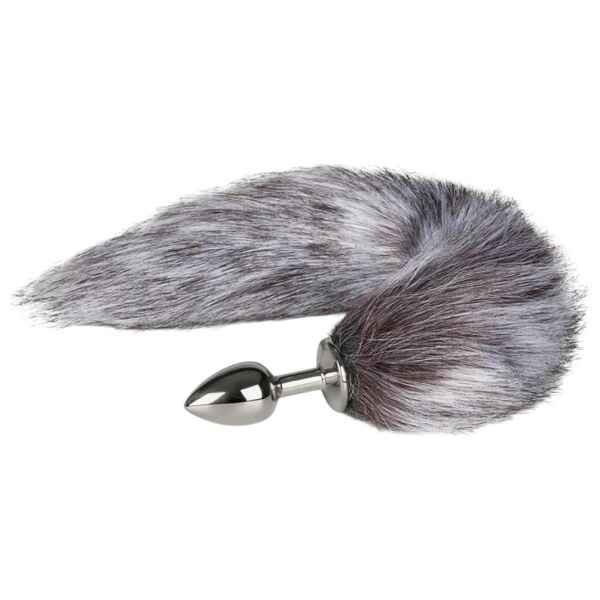 Easytoys Fox NO5 - fém anál plug rókafarokkal (ezüst-ezüst)