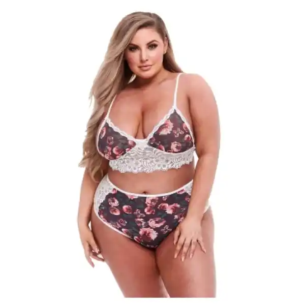 Baci Plus Size virágos melltartó és bugyi