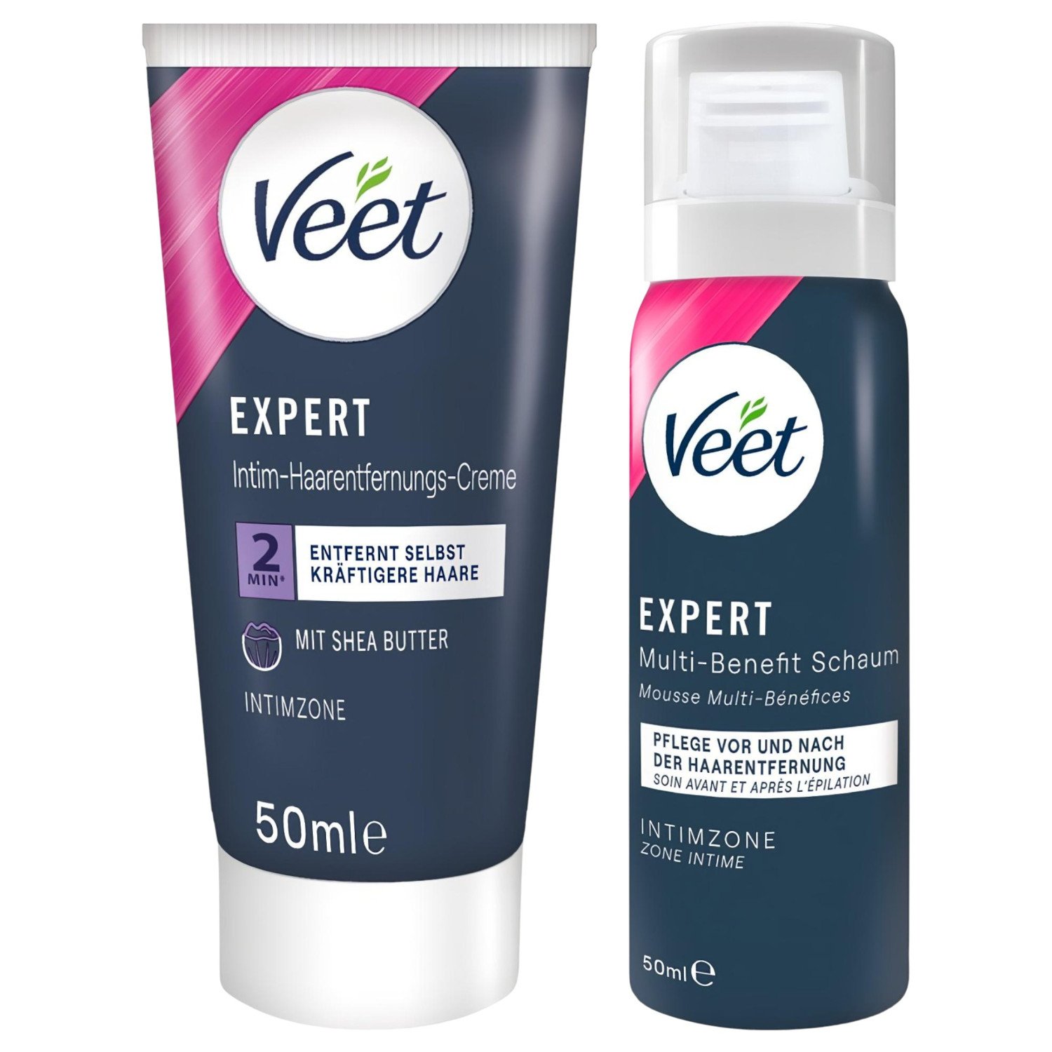 Veet - intim szőrtelenítő krém és hidratáló hab nőknek (2*50 ml)